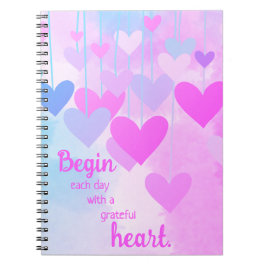 Carnet Citation de gratitude Coeur rose pourpre bleu Grat