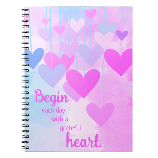 Carnet Citation de gratitude Coeur rose pourpre bleu Grat (Devant)