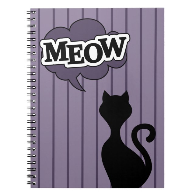 Carnet Citation de mousseline violette de chat noir (Devant)
