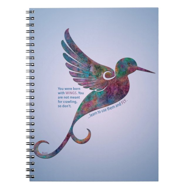 Carnet Citation de Rumi "vous étiez nés avec des ailes " (Devant)