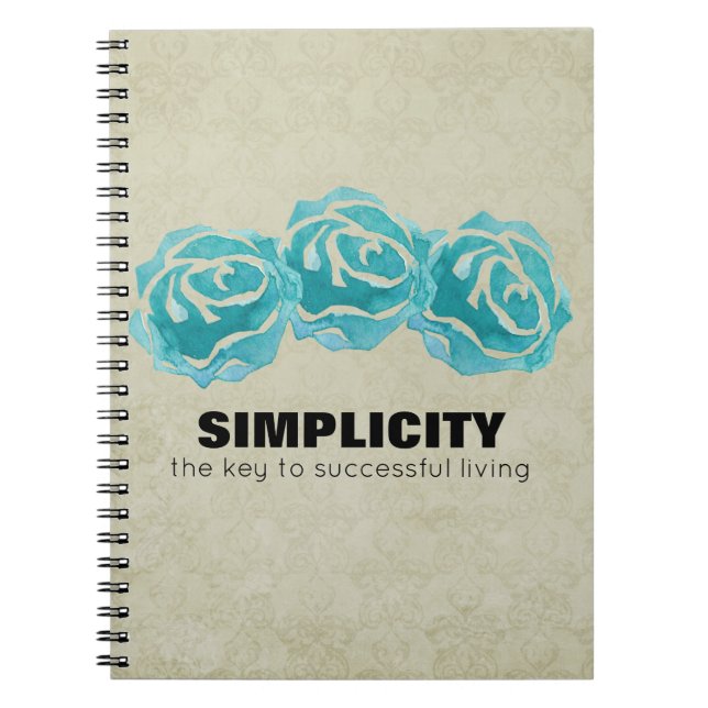 Carnet Citation de typographie simpliste avec Rose Turquo (Devant)