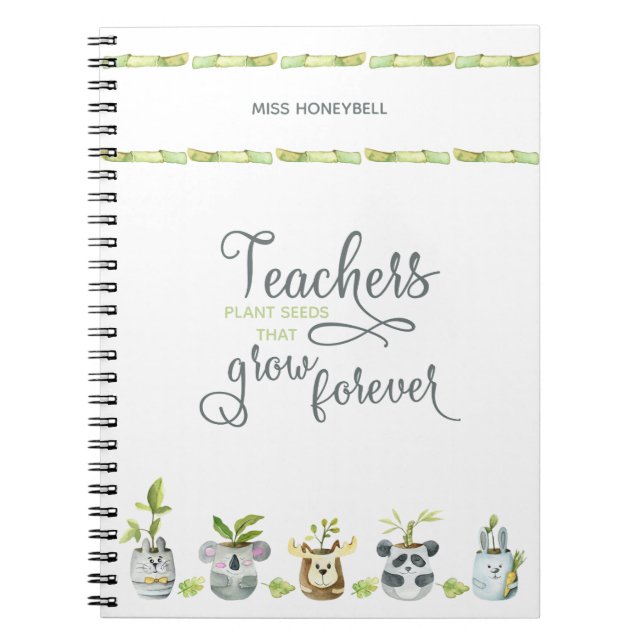 Carnet Citation des enseignants mignon animal Plante pot (Devant)