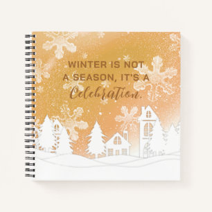 Carnet Citation d'hiver Gold White House Snowflakes