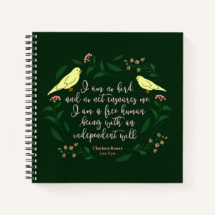 Carnet Citation d'Oiseau Floral Vert Charlotte Bronte Jan