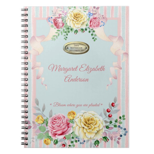 Carnet Citation florale nommée faite sur commande (Devant)