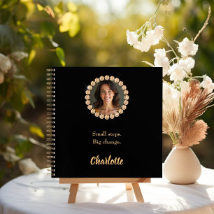 Carnet Citation inspirante de diamants de photo noir