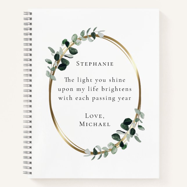 Carnet Citation romantique Personnalisée Eucalyptus (Devant)