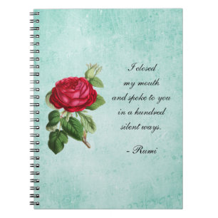 Carnet Citation Rumi inspirante sur le parchemin Green Fa