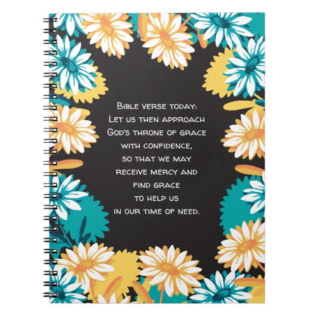 Carnet Citations de bonheur avec Motif Fleur de marguerit (Devant)