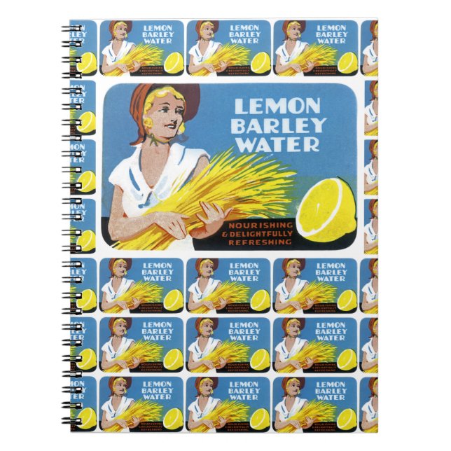 Carnet Citron Étiquette d'eau d'orge (Devant)