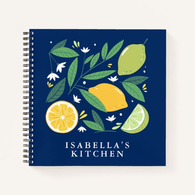 Carnet Citron Lime Fruit Bleu Cuisine personnalisée Recet (Devant)