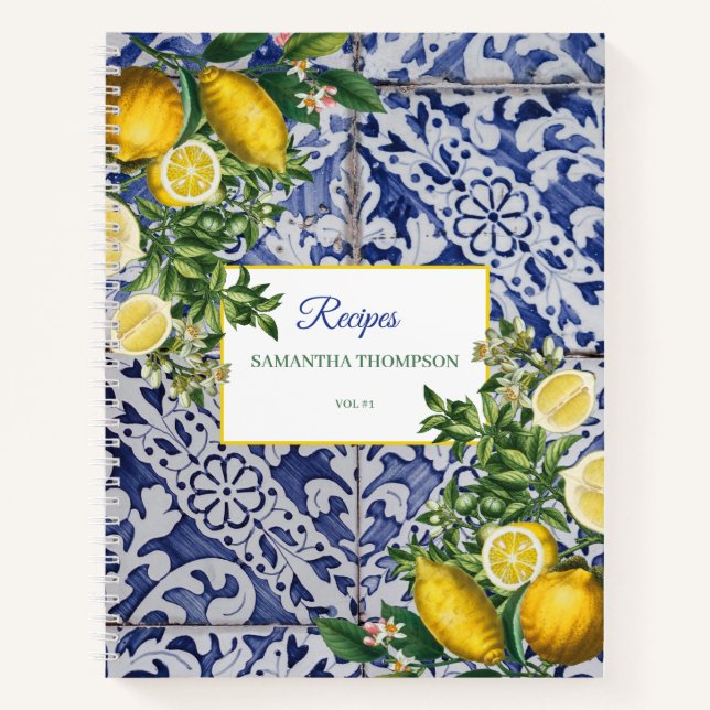 Carnet Citron méditerranéen Été Tuiles portugais Recette (Devant)