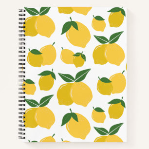 Carnet Citron Motif Fruit Rétro Jaune Sur Blanc