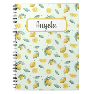 Carnet citrons aquarelle, nom personnalisé