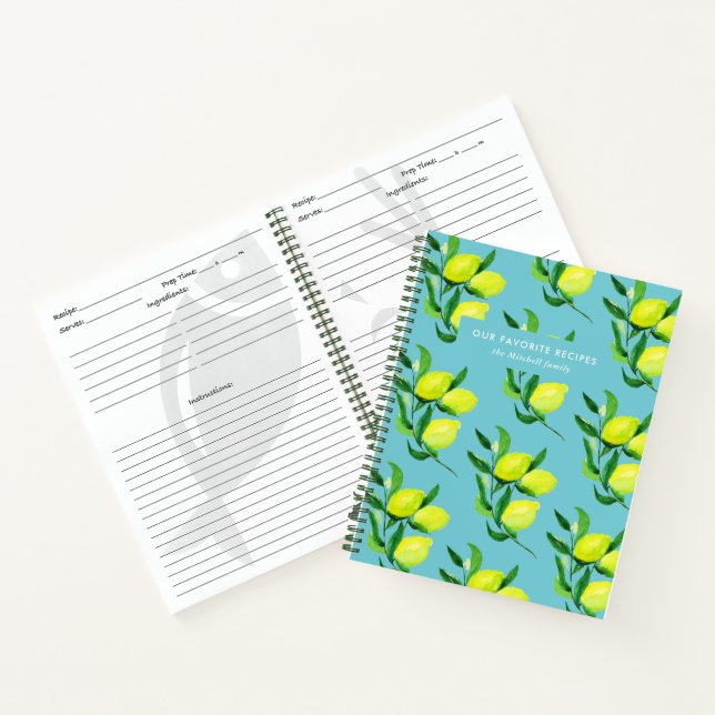 Carnet Citrons et Feuilles | Recettes de famille turquois (Intérieur)
