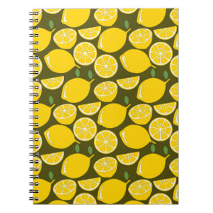 Carnet Citrons jaunes et motif vert olive : Citrus modern