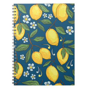 Carnet Citrons jaunes : Motif de fruits tropicaux.
