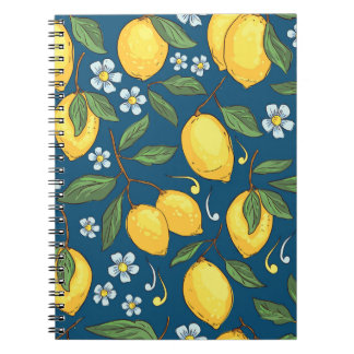 Carnet Citrons jaunes : Motif de fruits tropicaux.