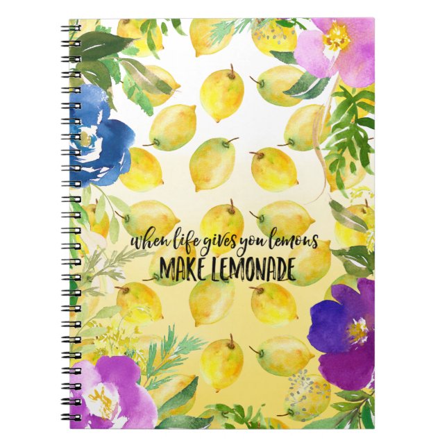 Carnet Citrons Pink floral ombre aquarelle inspirant (Devant)