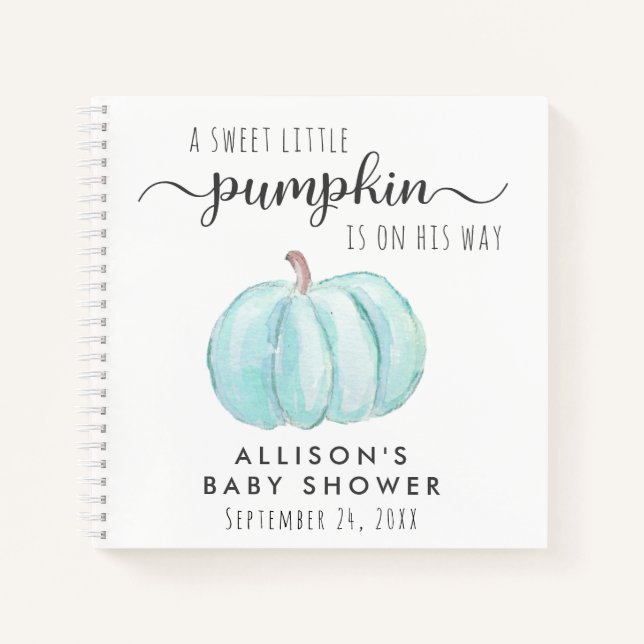 Carnet Citrouille bleu Baby Boy Douche Guest Book (Devant)