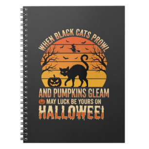 Carnet Citrouille Chat Noir Halloween Design Vectoriel