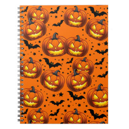 Carnet Citrouille d'Halloween et chauves-souris