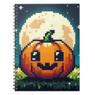 Carnet citrouille Halloween 8 bits sous la lune