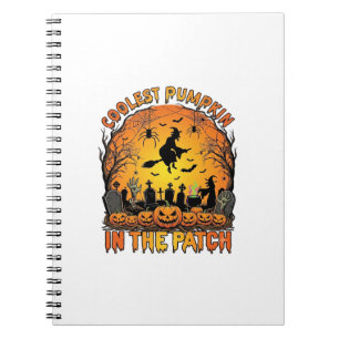 Carnet Citrouille Patch Halloween Sorcière Araignées Grav