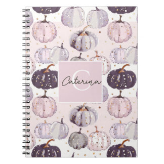 Carnet Citrouille personnalisé Motif d'automne aquarelle