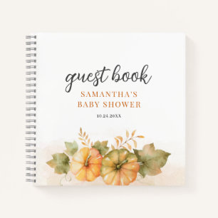 Carnet Citrouille rouille Feuille Baby shower d'invité
