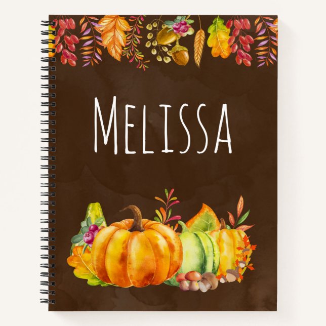 Carnet Citrouilles de récolte et feuilles d'automne front (Devant)