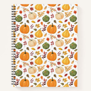 Carnet Citrouilles de récolte et Motif de feuilles d'auto