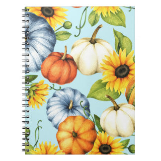 Carnet Citrouilles, tournesols, aquarelle