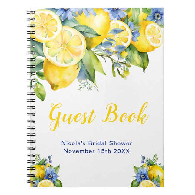 Carnet Citrus Lemon Mediterranean Bridal Shower Guest (Devant)