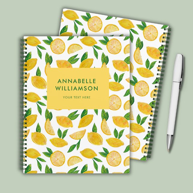 Carnet Citrus Lemon motif de fruits d'été (Citrus lemon summer fruit personalized deluxe spiral notebook)