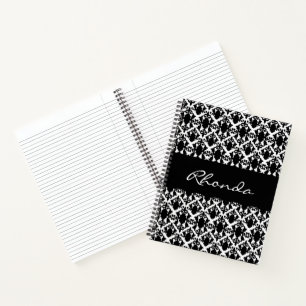 Carnet Clair noir et blanc Damas