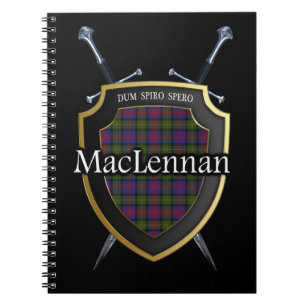 Carnet Clan MacLennan Tartan Shield & Swords
