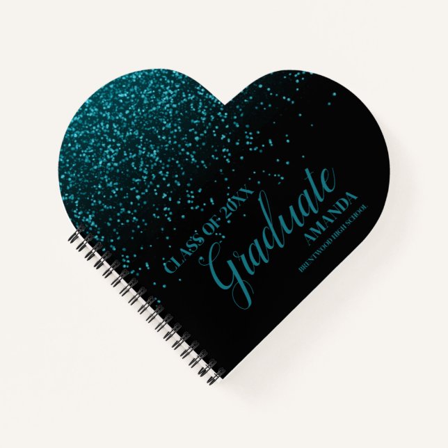 Carnet Classe De 2025 Black Turquoise Parties scintillant (Devant)