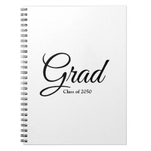 Carnet Classe Grad de 2024 noir blanc script personnalisé