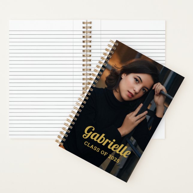 Carnet Classe personnalisée de 2025 Gold Graduation Photo (À l'intérieur)