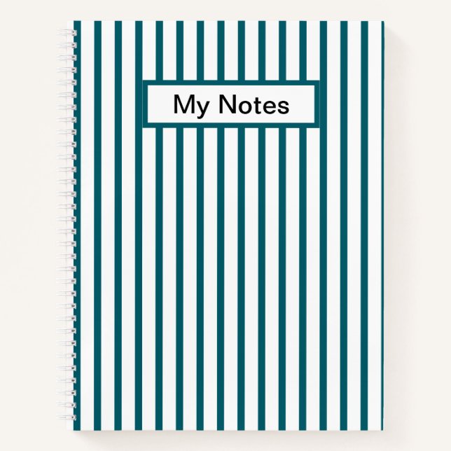 Carnet Classic Moderne Nom personnalisé Dark Turquoise St (Devant)