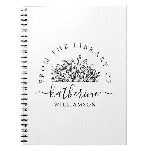 Carnet Classic Wildflowers Name Script Custom Name & Text (Devant)