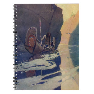 Carnet Classique du soleil en pagayant en canot indien vi
