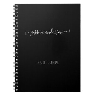 Carnet Classique Noir Moderne Calligraphie Script Girly