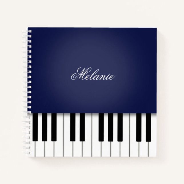Carnet Clavier de musique de piano bleu de minuit personn (Devant)