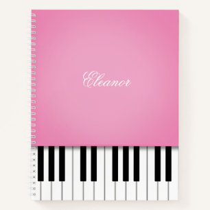 Carnet Clavier de musique de piano rose joli personnalisé
