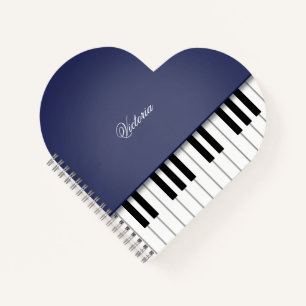 Carnet Clavier de musique grand piano bleu minuit personn