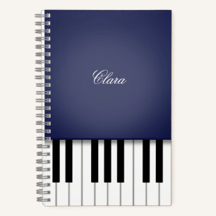 Carnet Clavier Piano Élégant Bleu de minuit Personnalisé