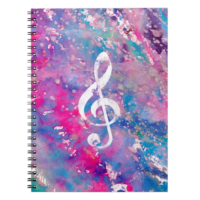 Carnet Clef triple d'aquarelle de peinture de note bleue (Devant)