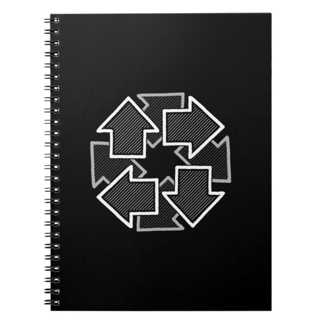 Carnet Clockwise Arrows Minimal Geometric Black Variant 2 (Devant)